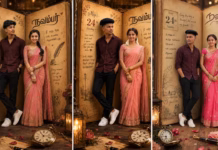 Romantic Diary-Themed AI Couple Poster With Warm Vintage Lighting Diary